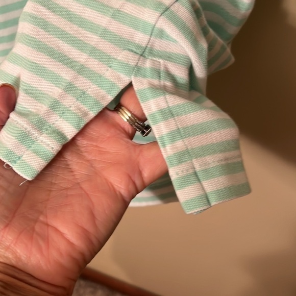 Polo Ralph Lauren Mens Featherweight Mesh Green/White Striped Polo Sz L EUC - Picture 8 of 8